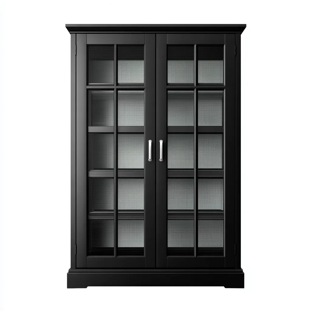 Vitrine en bois et verre 90x40x180 cm - noir - style classique-Havengetpad