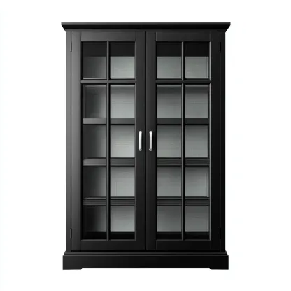 Vitrine en bois et verre 90x40x180 cm - noir - style classique-Havengetpad