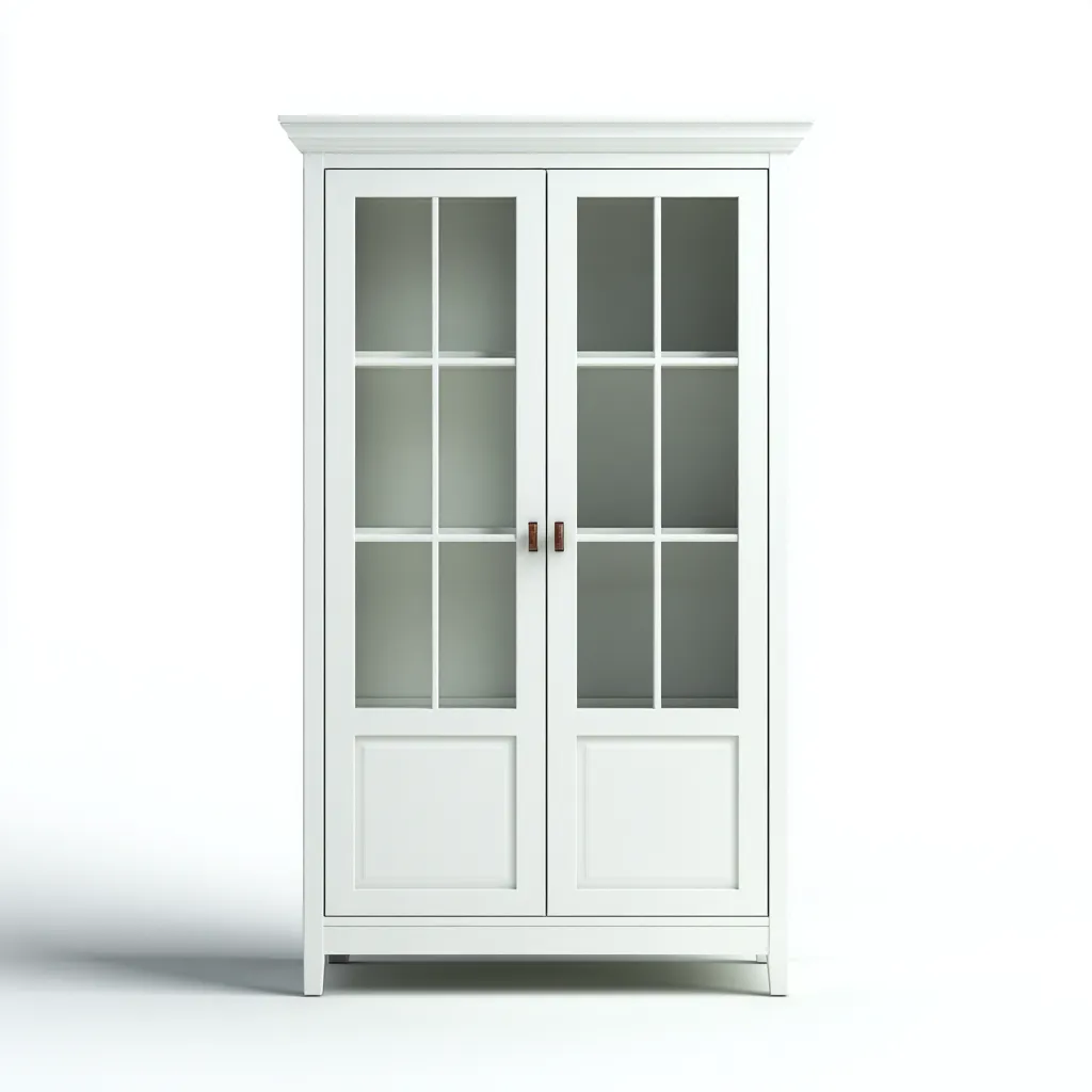 Vitrine bois MDF verre 90x45x190 cm - Blanc - Style classique-Havengetpad