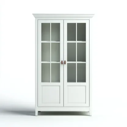 Vitrine bois MDF verre 90x45x190 cm - Blanc - Style classique-Havengetpad
