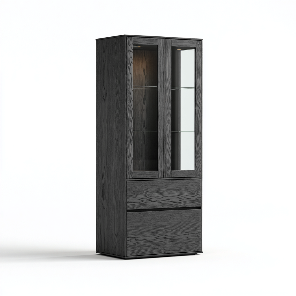 Vitrine en bois et verre 80x40x180 cm - Noir - Design contemporain pour intérieur-Havengetpad