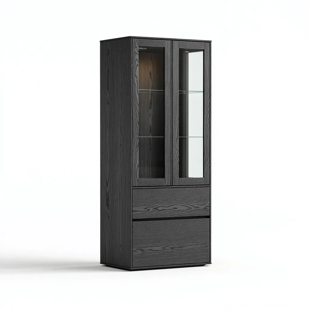 Vitrine en bois et verre 80x40x180 cm - Noir - Design contemporain pour intérieur-Havengetpad