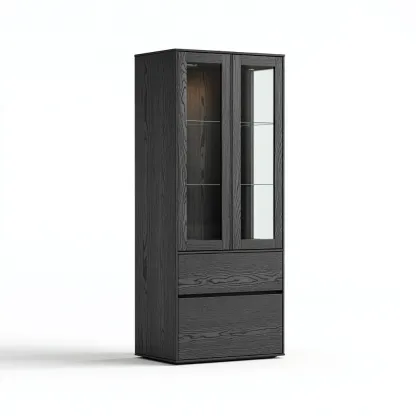 Vitrine en bois et verre 80x40x180 cm - Noir - Design contemporain pour intérieur-Havengetpad