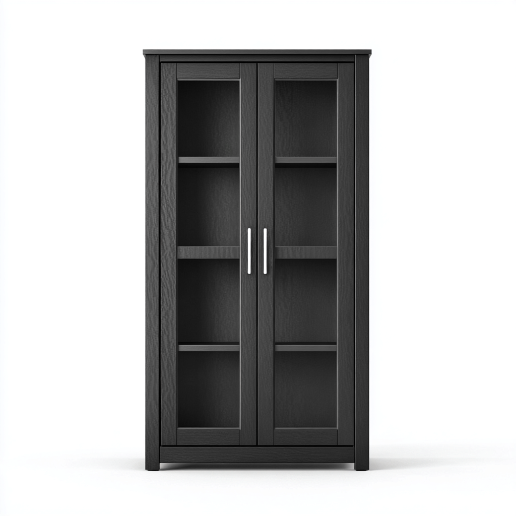 Vitrine en bois et verre 90x40x180 cm - Noir - Design contemporain pour intérieur-Havengetpad