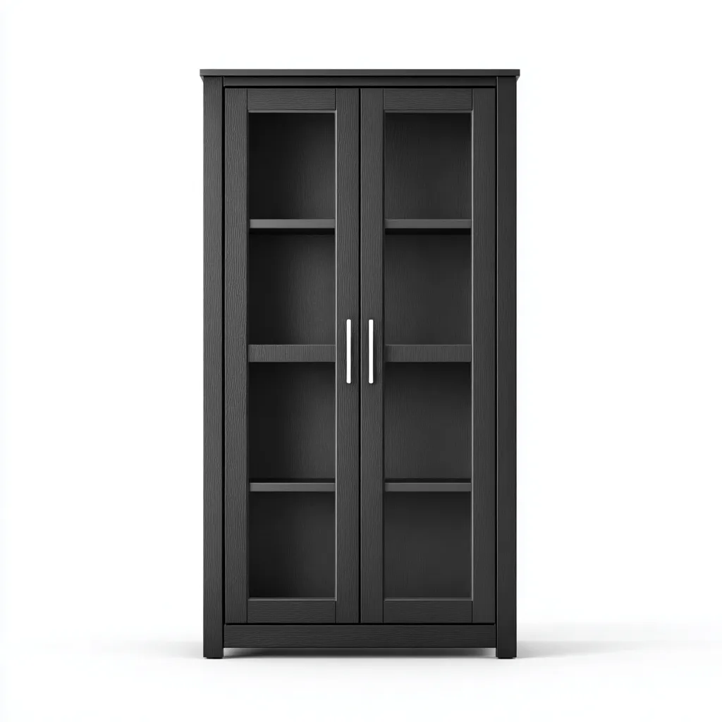 Vitrine en bois et verre 90x40x180 cm - Noir - Design contemporain pour intérieur-Havengetpad