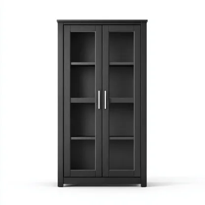 Vitrine en bois et verre 90x40x180 cm - Noir - Design contemporain pour intérieur-Havengetpad