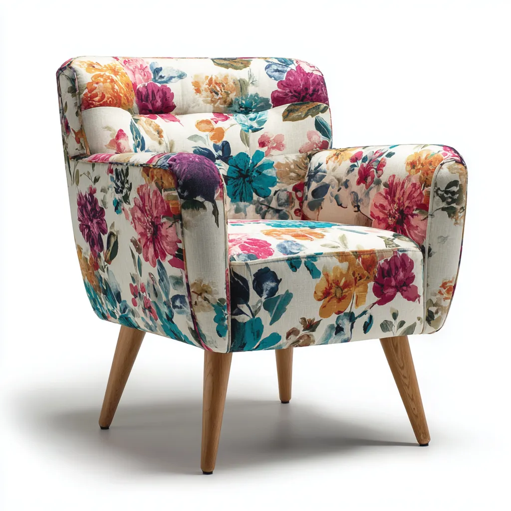 Fauteuil en tissu imprimé floral 70x75x85 cm - multicolore - style rétro-Havengetpad