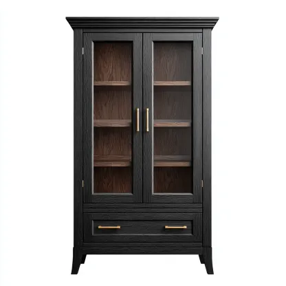 Vitrine en bois 80x40x180 cm - Noir - Meuble de rangement vitré pour intérieur-Havengetpad