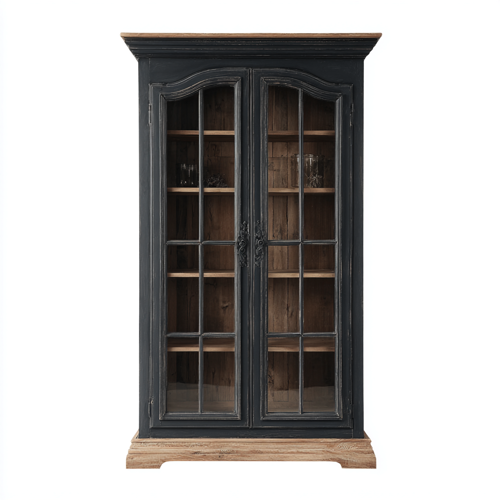 Vitrine en bois et verre 90x40x180 cm - noir - style classique-Havengetpad