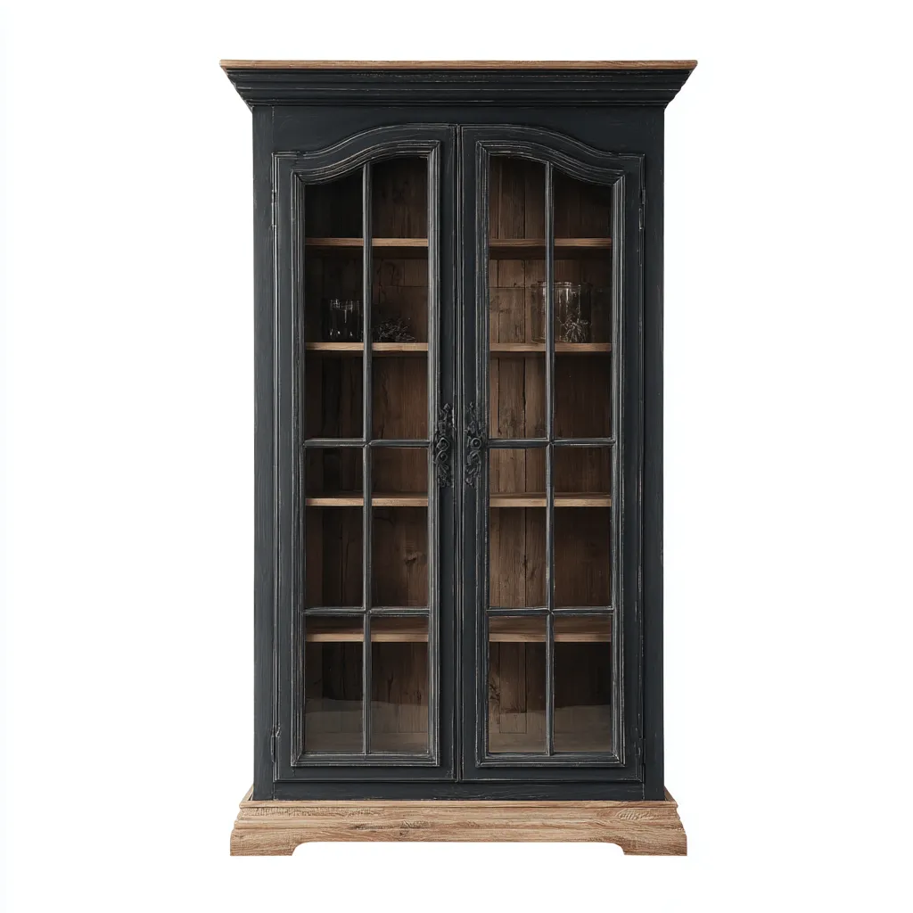 Vitrine en bois et verre 90x40x180 cm - noir - style classique-Havengetpad