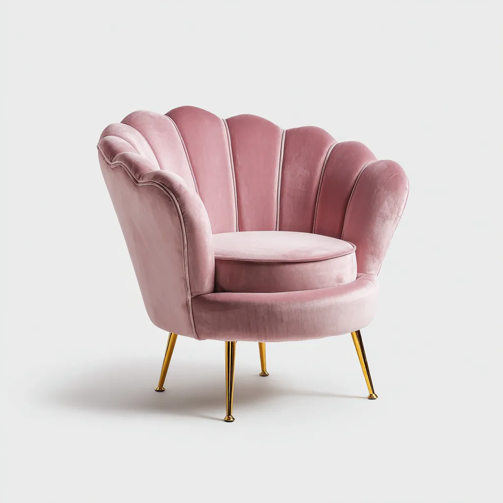 Fauteuil en velours 75x70x80 cm - Rose - Design coquille élégant pour intérieur-Havengetpad