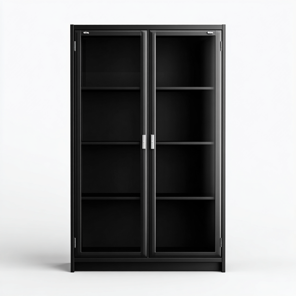 Vitrine métal verre 100x40x180 cm - Noir - Style moderne-Havengetpad