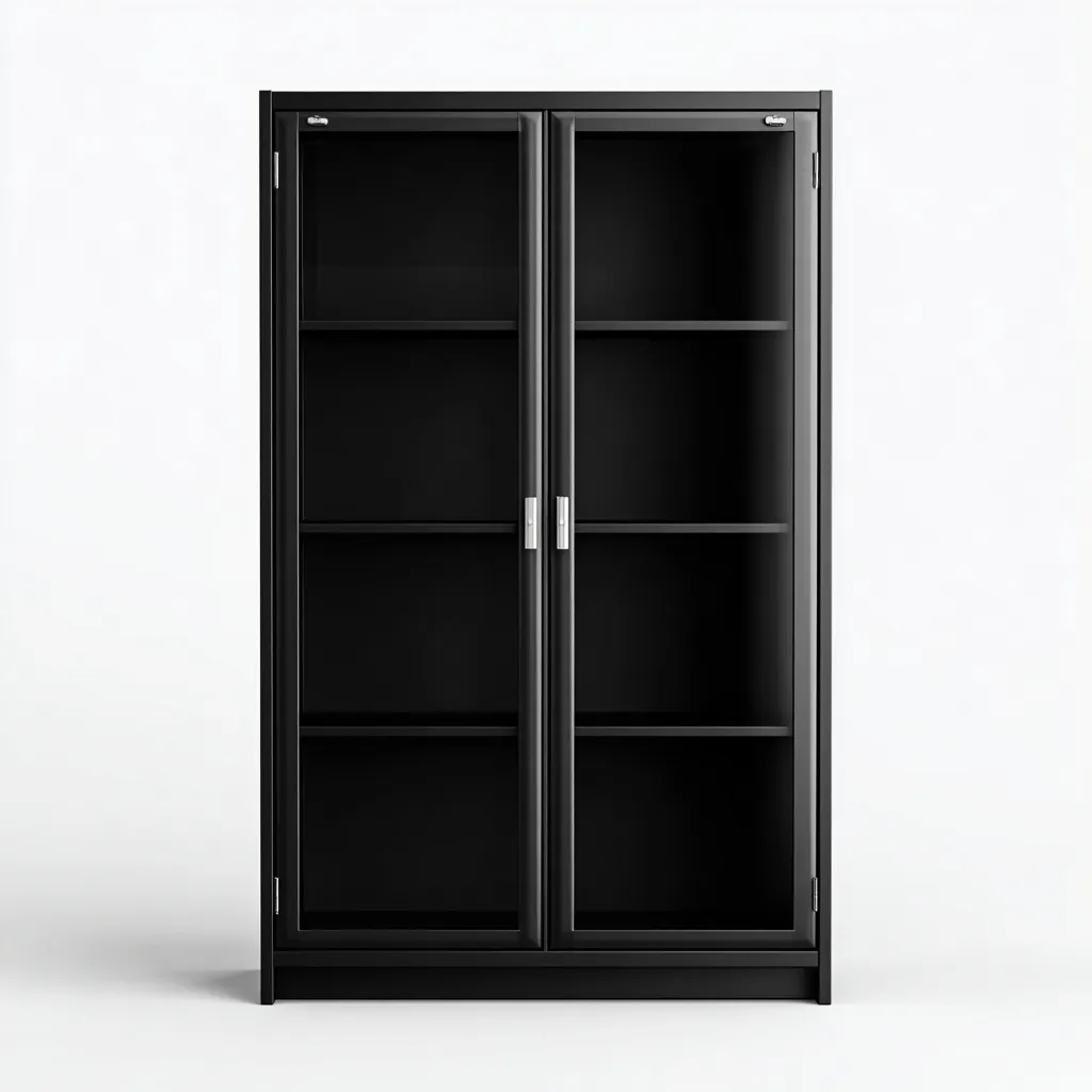 Vitrine métal verre 100x40x180 cm - Noir - Style moderne-Havengetpad