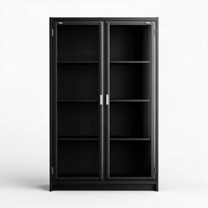 Vitrine métal verre 100x40x180 cm - Noir - Style moderne-Havengetpad