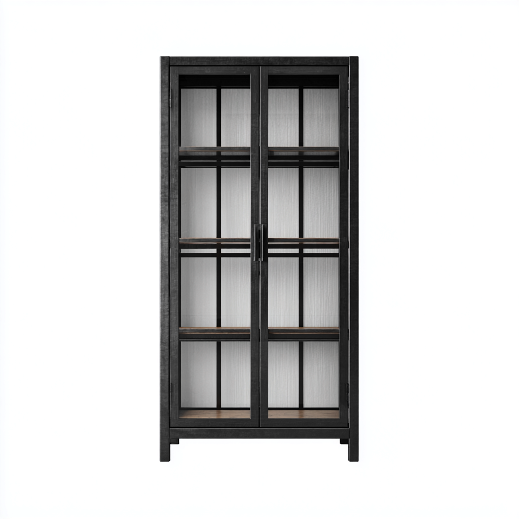Vitrine en métal et verre 80x40x180 cm - noir - style industriel-Havengetpad