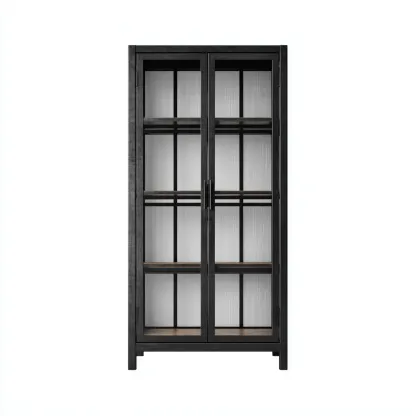 Vitrine en métal et verre 80x40x180 cm - noir - style industriel-Havengetpad