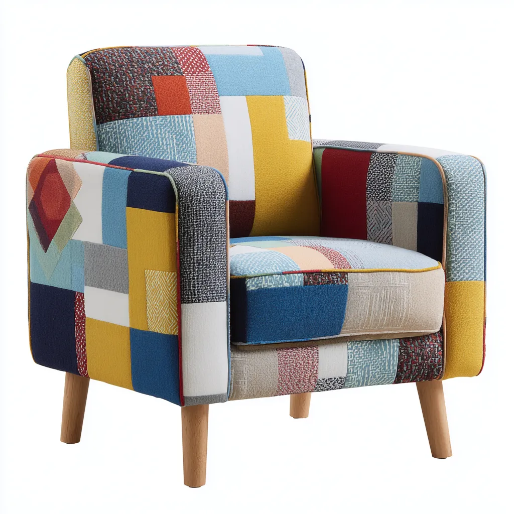 Fauteuil en tissu patchwork 78x72x80 cm - multicolore - style contemporain-Havengetpad