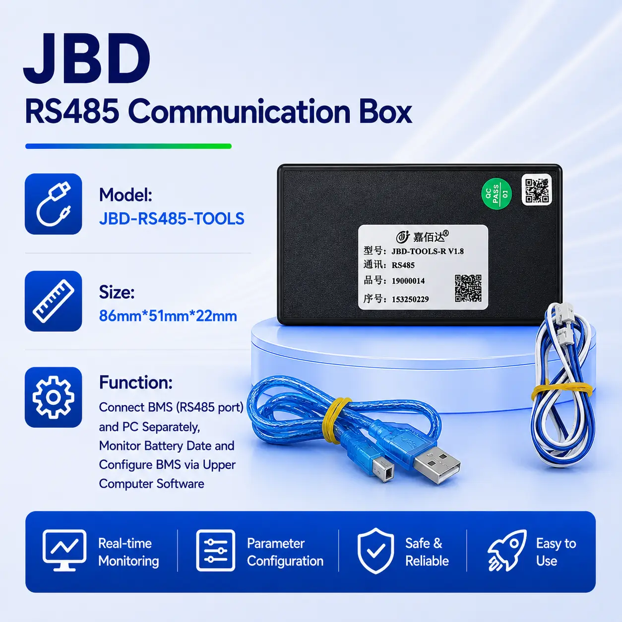 JBD RS485 Tools Smart BMS Communication Module | PC Interface for Battery Monitoring & Configuration