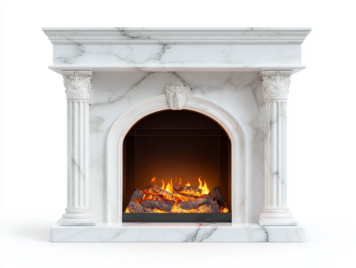 Kamin-MDF-Steinverbund-138 x 35 x 110 cm-Weiß-Grau-Klassischer Stil-Vileniaspace