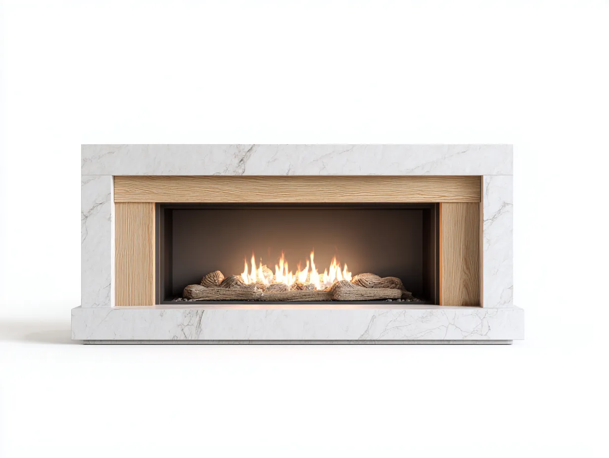Kamin-MDF-Steinverbund-Holz-160 x 40 x 60 cm-Weiß-Natur-Klassischer Stil-Vileniaspace