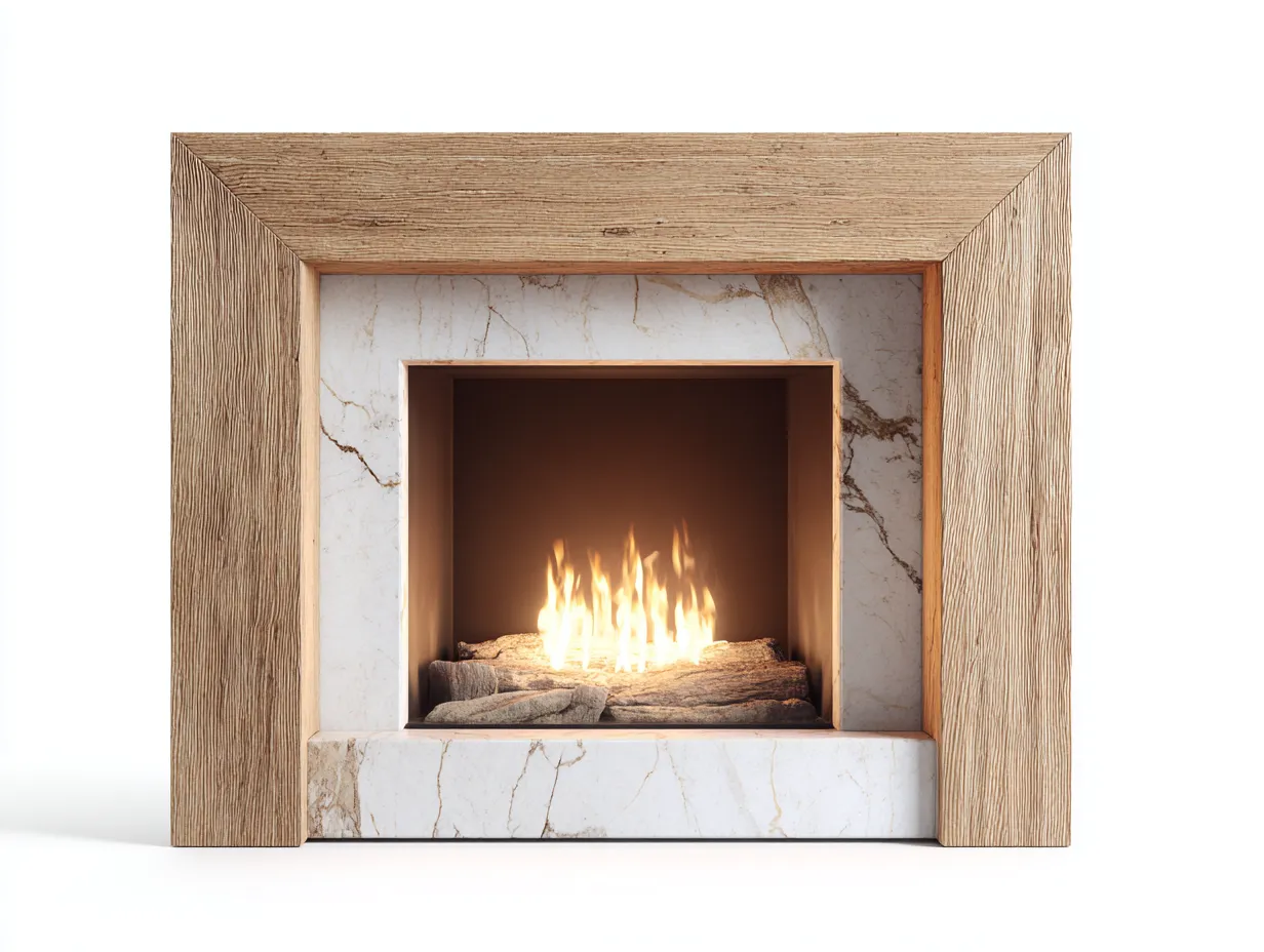 Kamin-MDF-Steinverbund-Holz-120 x 30 x 95 cm-Weiß-Natur-Klassischer Stil-Vileniaspace