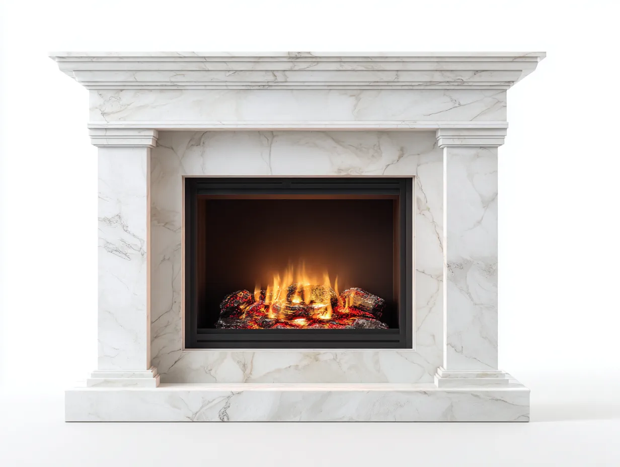 Kamin-MDF-Steinverbund-134 x 33 x 102 cm-Weiß-Grau-Klassischer Stil-Vileniaspace