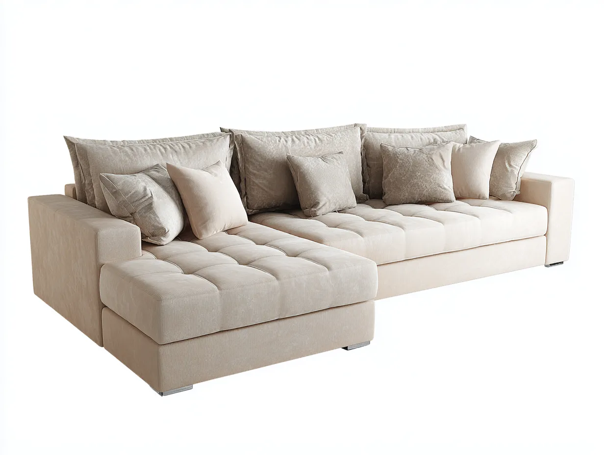 Divano angolare - tessuto - 292x170x83 cm - beige - stile moderno-Cottauphub