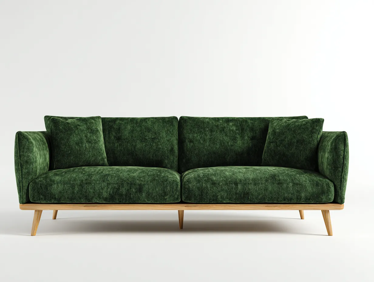 Divano a due posti - velluto-legno - 168x88x82 cm - verde scuro - stile moderno-Cottauphub