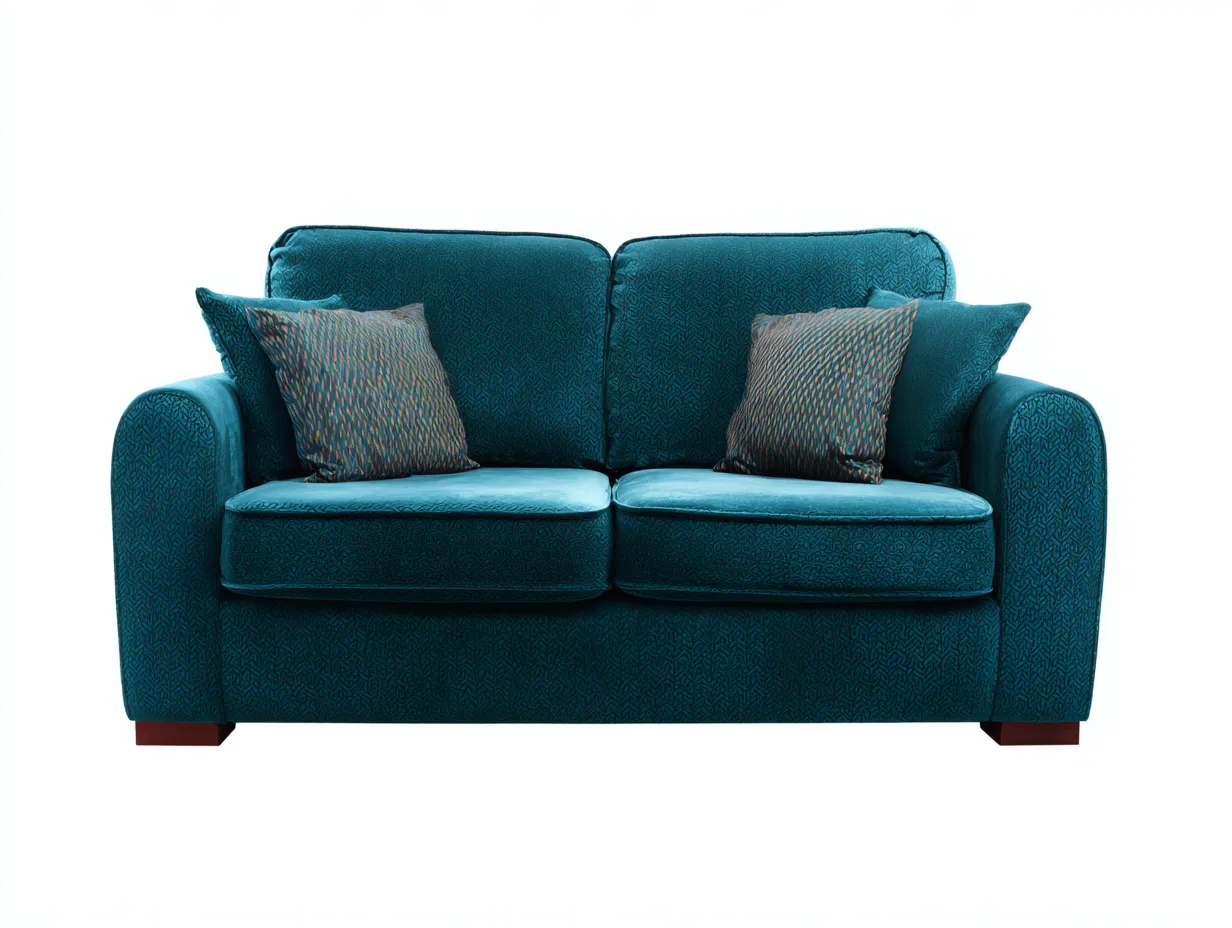 Divano a due posti - tessuto-legno - 174x90x84 cm - blu petrolio - stile contemporaneo-Cottauphub