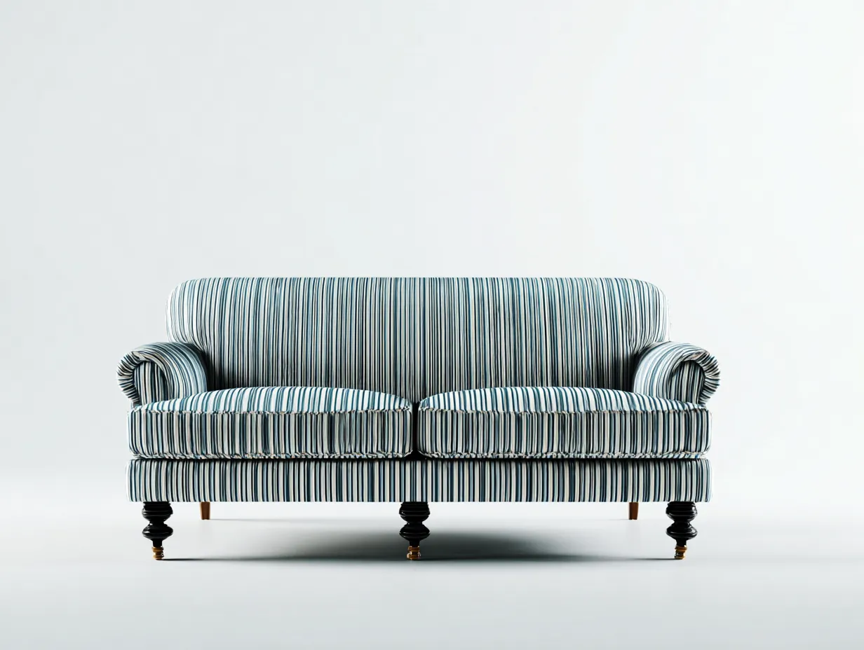 Divano a due posti - tessuto-legno - 175x88x90 cm - bianco-blu - stile classico-Cottauphub