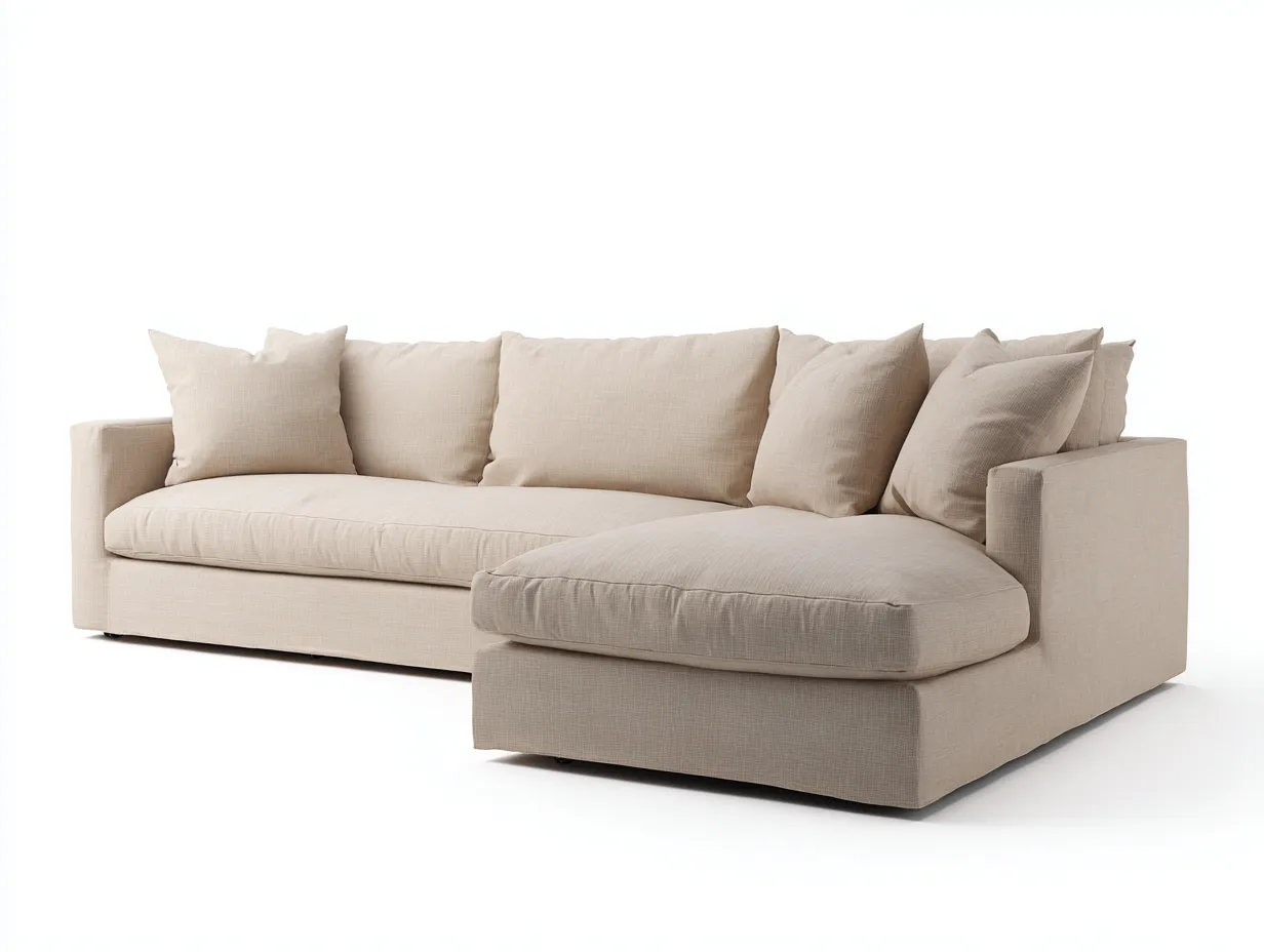 Divano angolare - tessuto - 284x165x82 cm - beige - stile moderno-Cottauphub