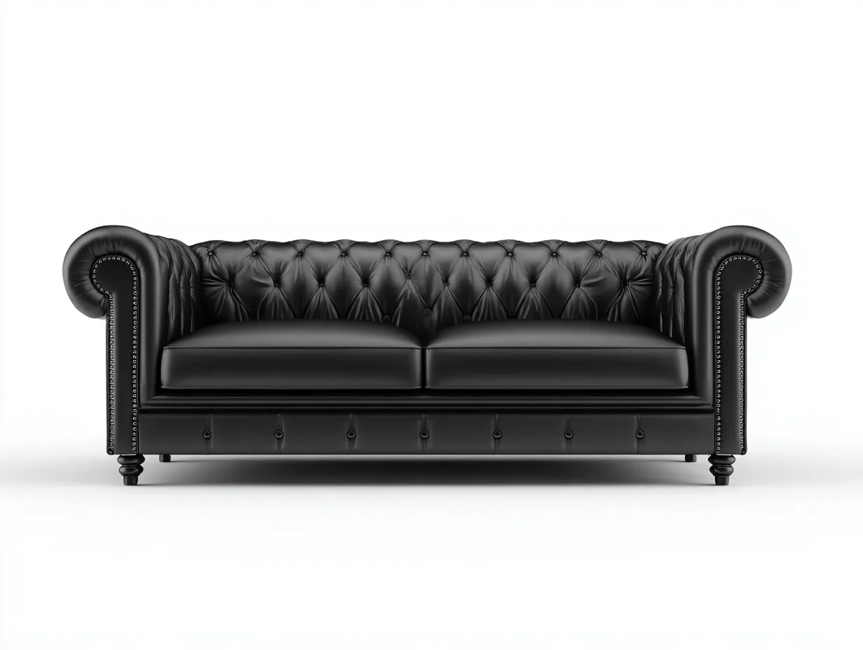 Divano a due posti - pelle-legno - 185x95x88 cm - nero - stile classico-Cottauphub
