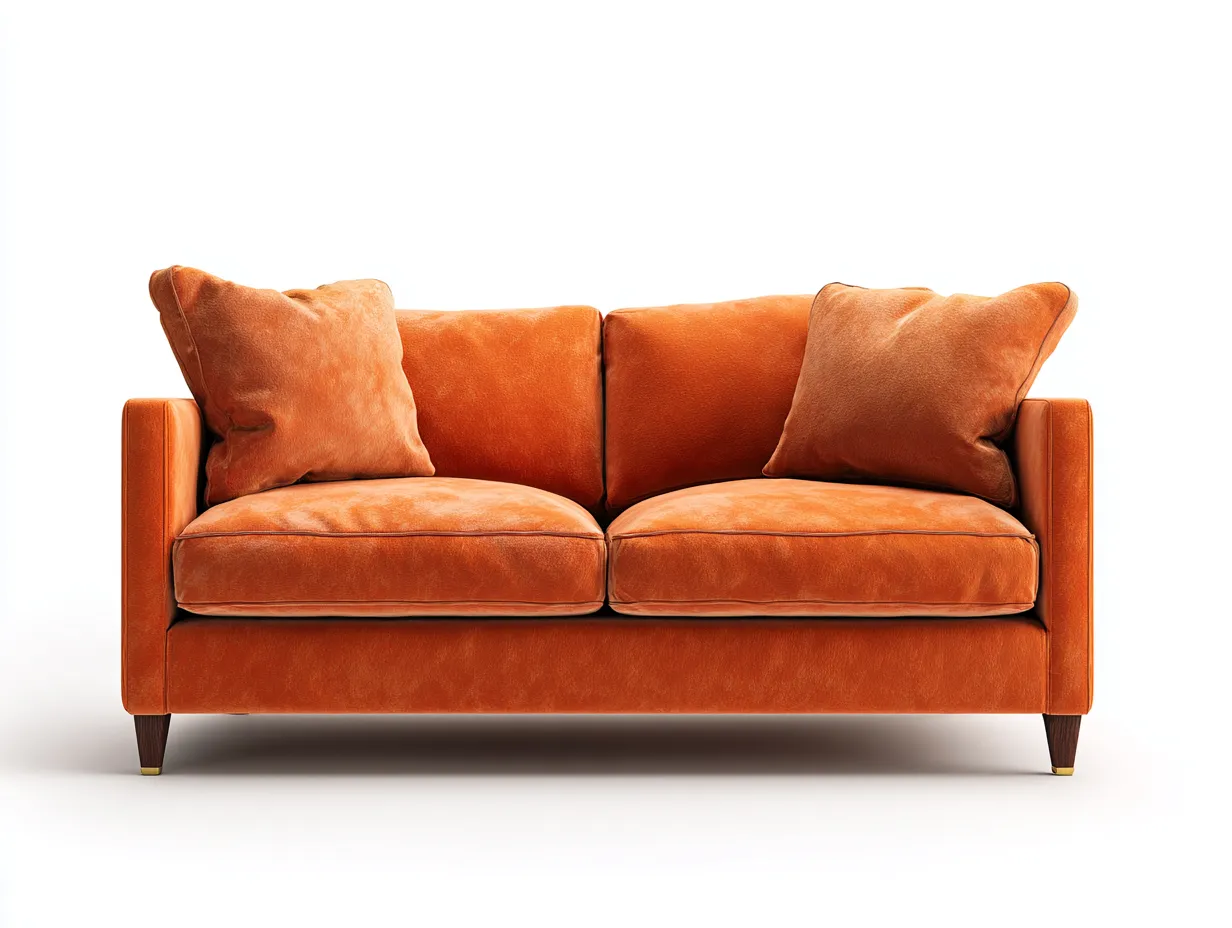 Divano a due posti - velluto-legno - 170x87x84 cm - arancione bruciato - stile contemporaneo-Cottauphub