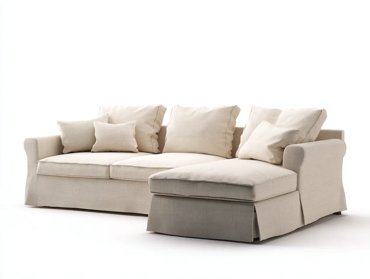 Divano angolare - tessuto - 258x150x85 cm - beige - stile classico moderno-Cottauphub
