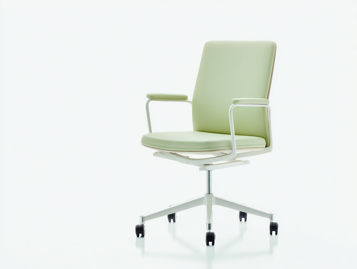 Chaise de bureau pivotante avec accoudoirs et roulettes - cuir synthétique et métal - 65x65x95 cm - vert clair - style moderne-Havengoyard