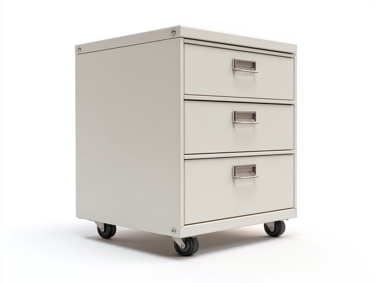 Caisson de bureau à tiroirs - métal - 3 tiroirs - 40x50x60 cm - beige clair - rangement bureau moderne-Havengoyard