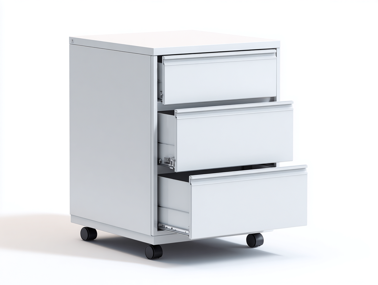 Caisson de bureau à tiroirs - métal - 3 tiroirs - 40x50x60 cm - blanc - rangement bureau moderne-Havengoyard