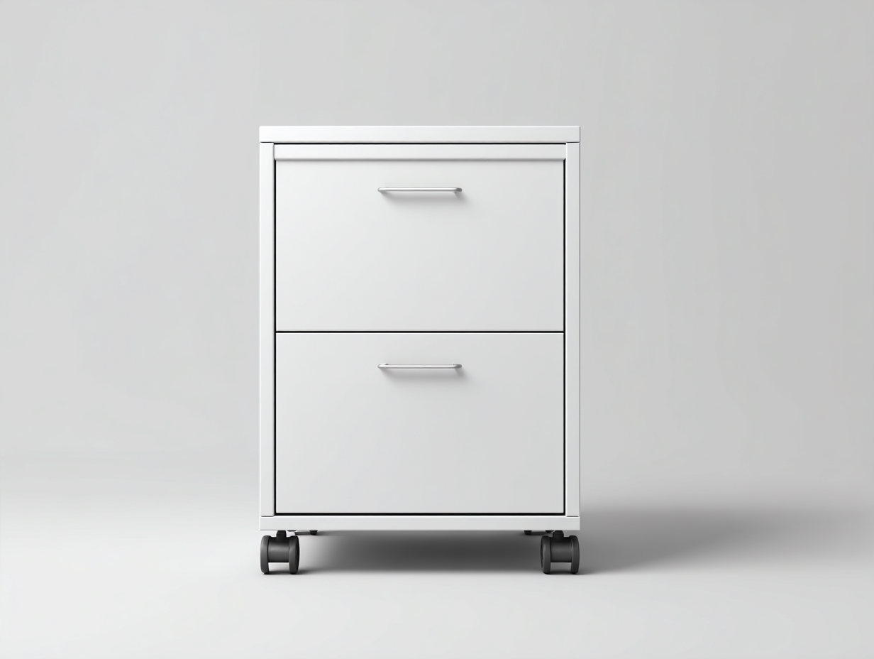 Caisson de bureau à tiroirs - métal - 2 tiroirs - 40x50x55 cm - blanc - rangement bureau moderne-Havengoyard