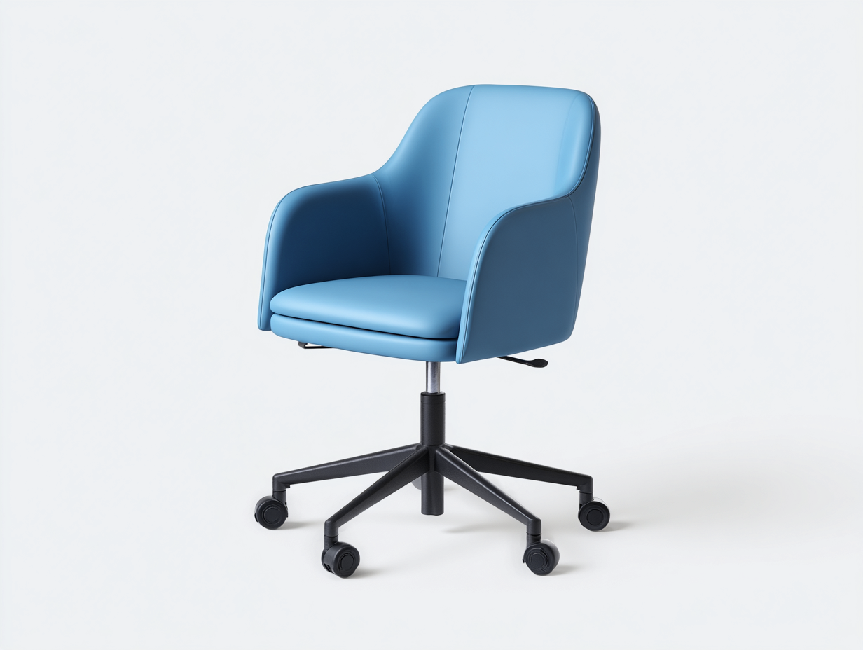 Chaise de bureau pivotante avec accoudoirs et roulettes - revêtement synthétique et métal - 65x65x95 cm - bleu - style moderne-Havengoyard