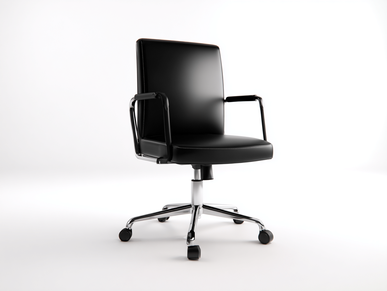 Chaise de bureau pivotante avec roulettes - cuir synthétique et métal - 60x60x90 cm - noir - style moderne-Havengoyard