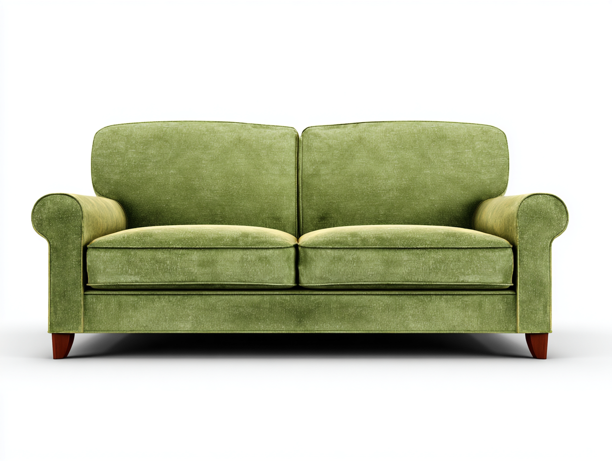 Canapé 2 places - tissu velours - 165x88x82 cm - vert olive - style classique salon-Havengoyard