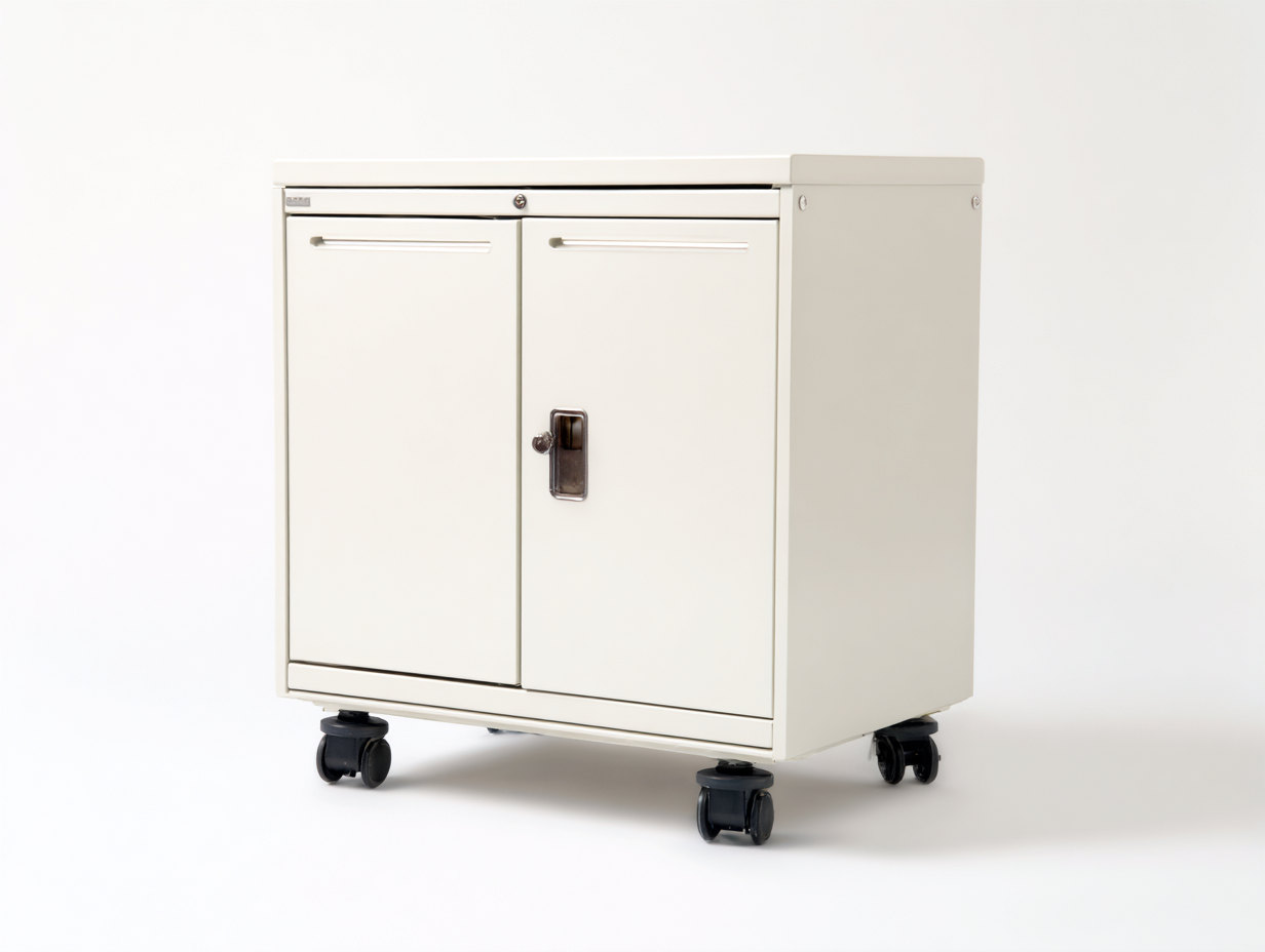 Caisson de bureau à portes - métal - 2 portes - 70x50x60 cm - beige clair - rangement bureau moderne-Havengoyard