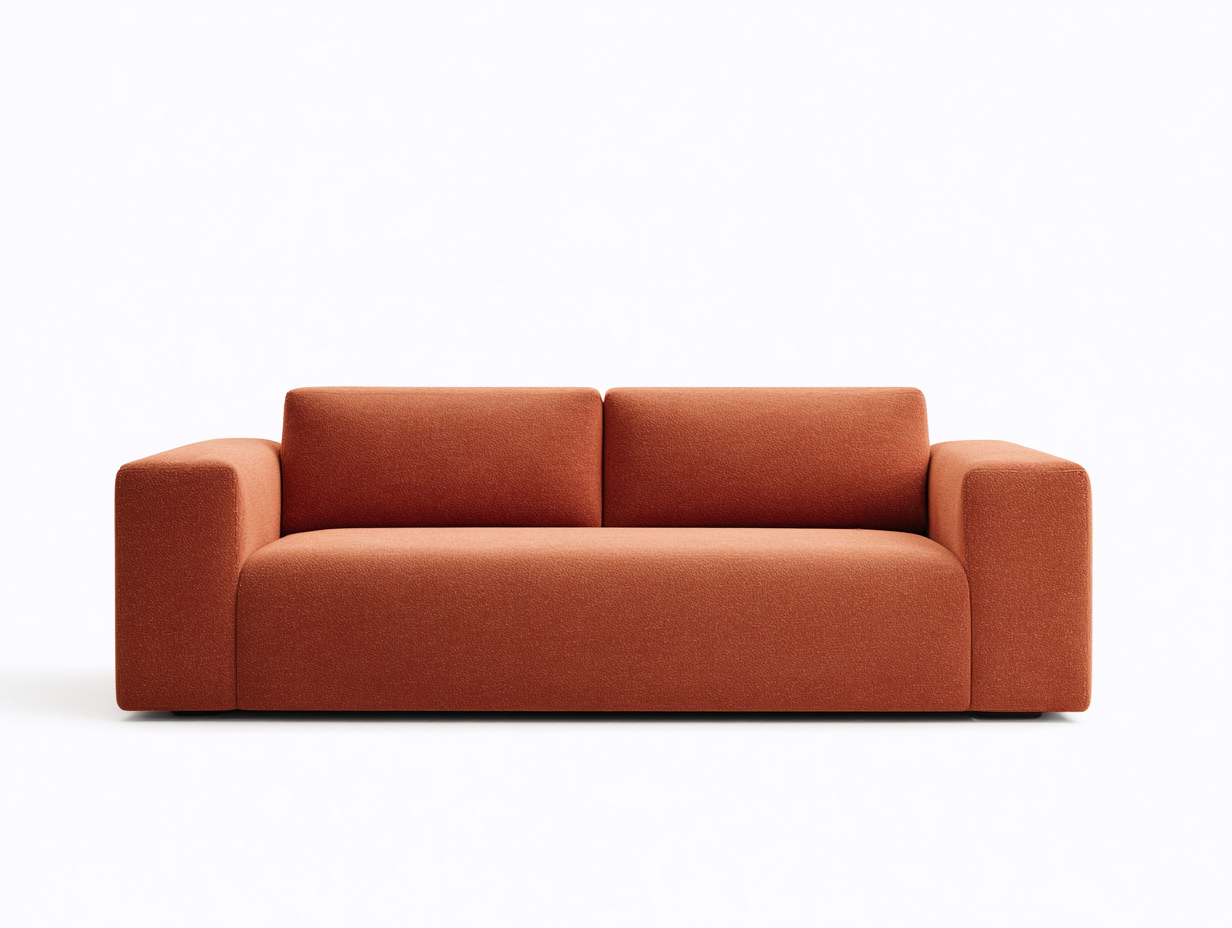 Canapé 2 places - tissu rembourré - 168x88x78 cm - orange brûlé - design moderne salon-Havengoyard
