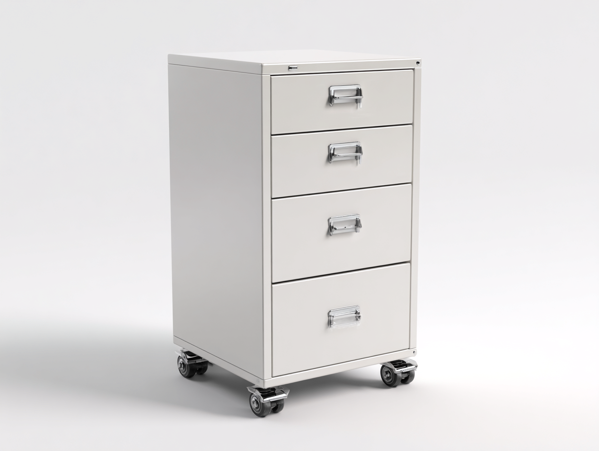 Caisson de bureau à tiroirs - métal - 4 tiroirs - 40x50x75 cm - gris clair - rangement bureau moderne-Havengoyard