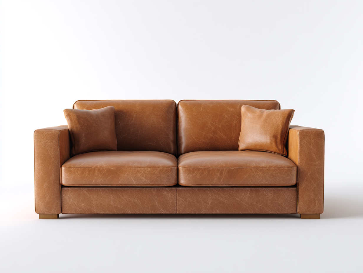 Canapé 2 places cuir véritable 160x90x85 cm-brun clair-salon design moderne-Homimyio