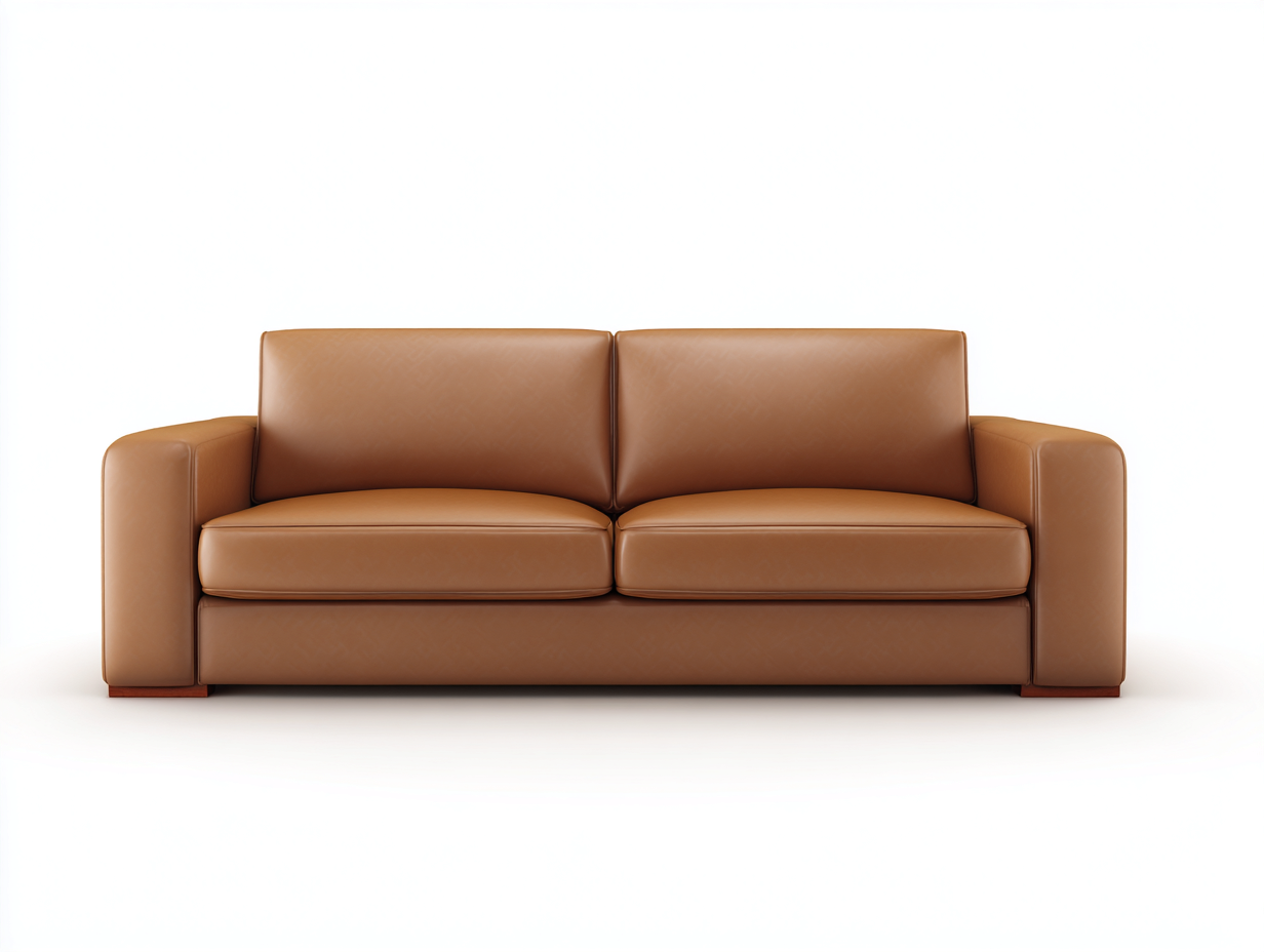 Canapé 2 places en cuir véritable avec accoudoirs droits - 178x92x86 cm - brun camel - style minimaliste-Homimyio