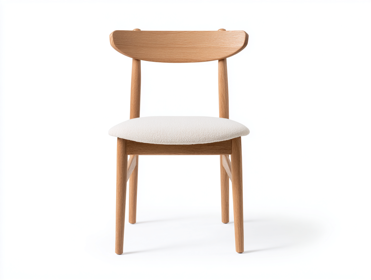 Chaise de salle à manger en bois avec assise rembourrée en tissu - 44x52x80 cm - bois clair et beige - style moderne-Homimyio