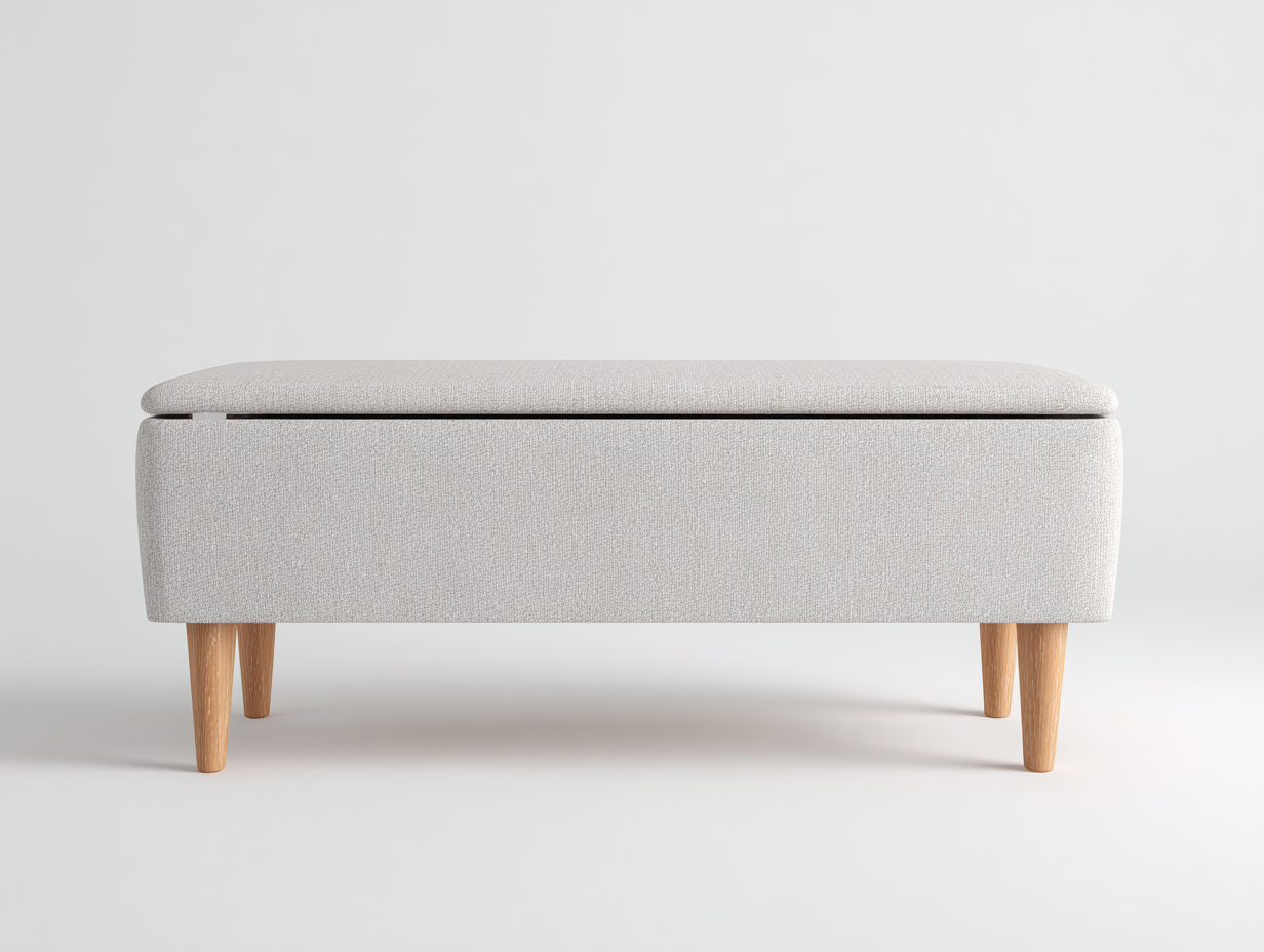 Banc de rangement tissu 100x40x45 cm-gris clair-entrée design moderne-Homimyio