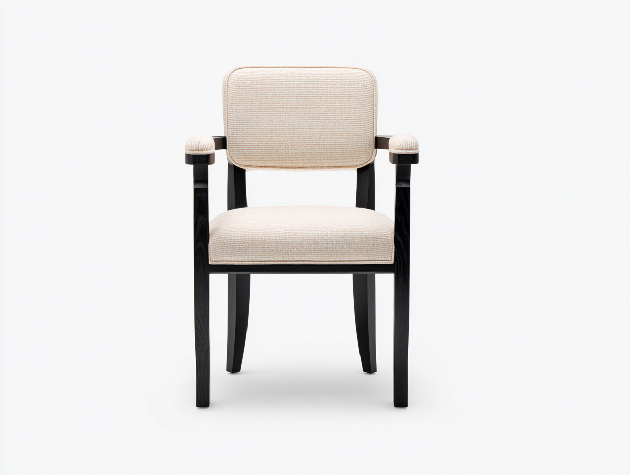 Chaise avec accoudoirs bois massif et tissu 60x55x85 cm-beige et noir-salon design moderne-Homimyio
