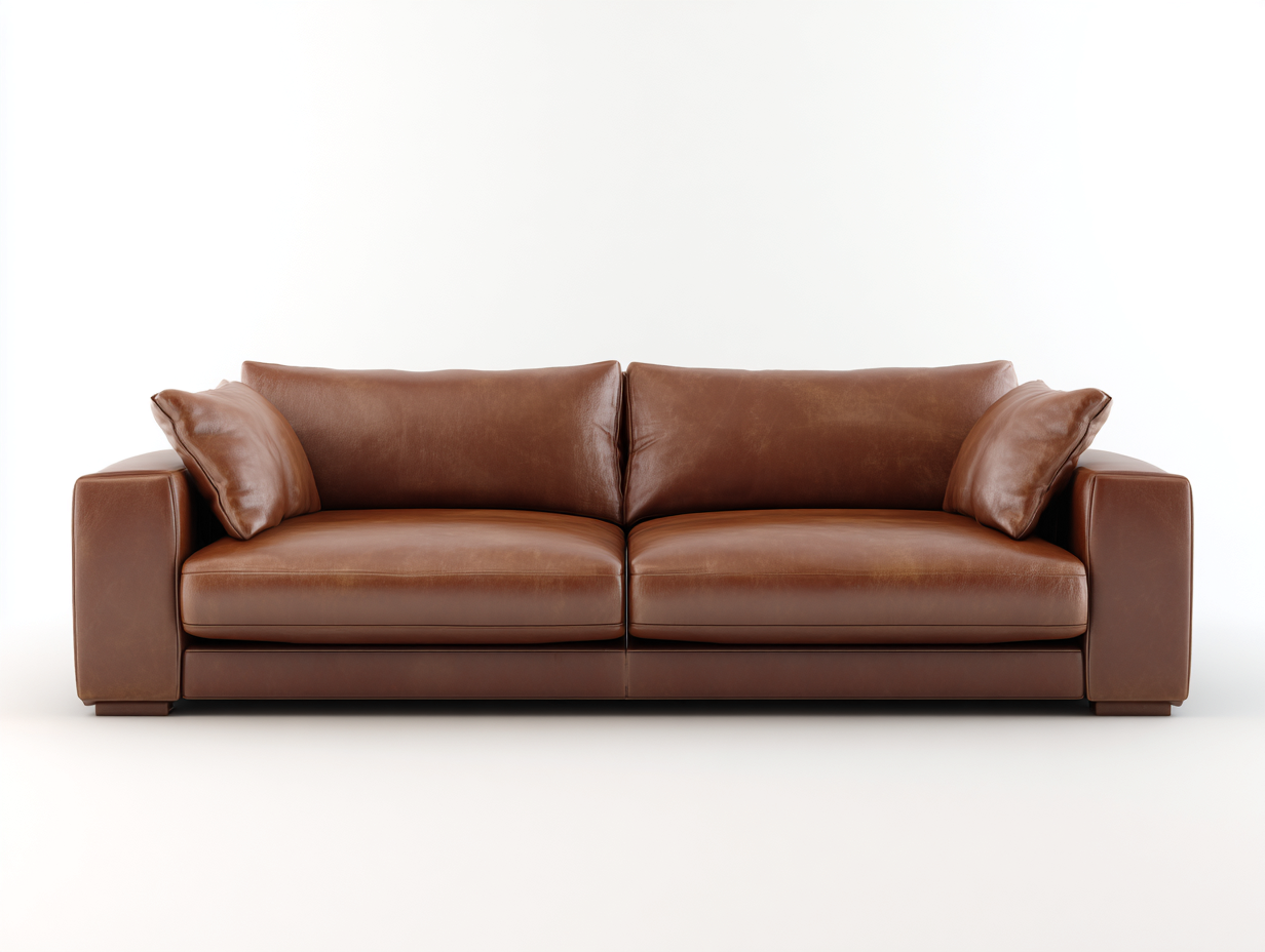 Canapé 2 places en cuir véritable avec accoudoirs larges - 180x95x88 cm - brun caramel - style moderne-Homimyio